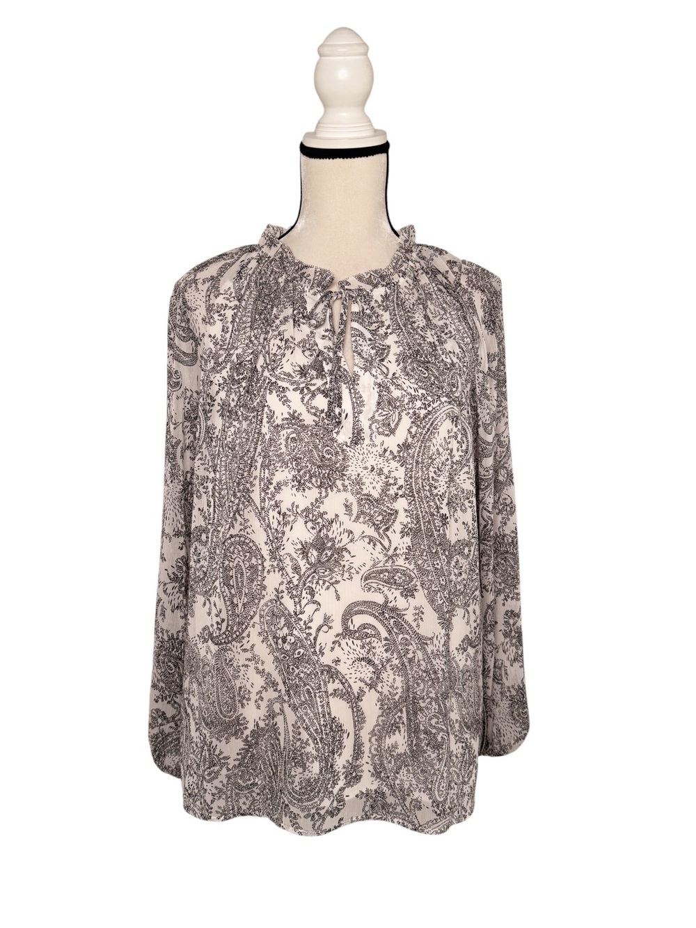 Talbot’s Black White Paisley Flowy Top Size M